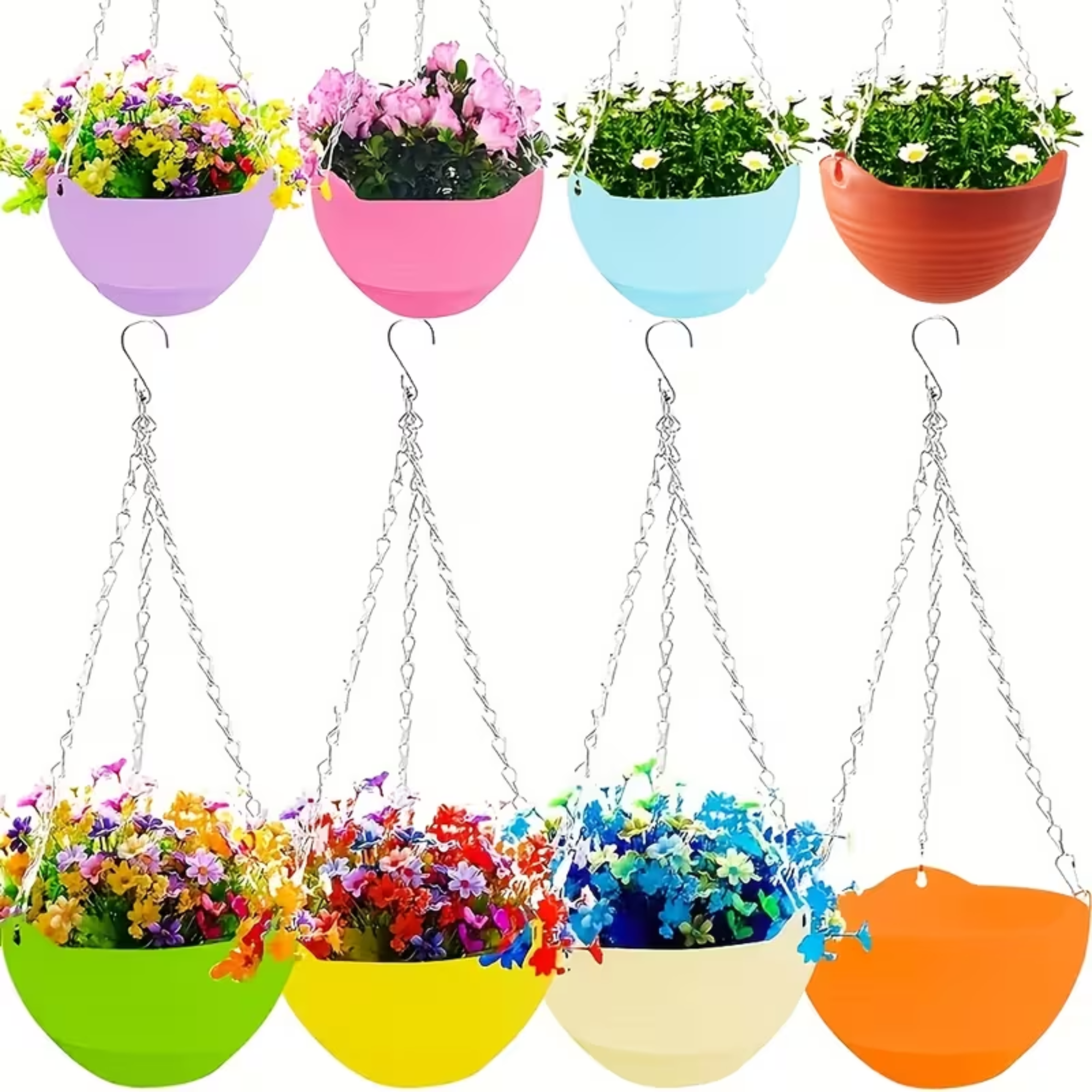 8-Piece Hanging Plastic Pot Set